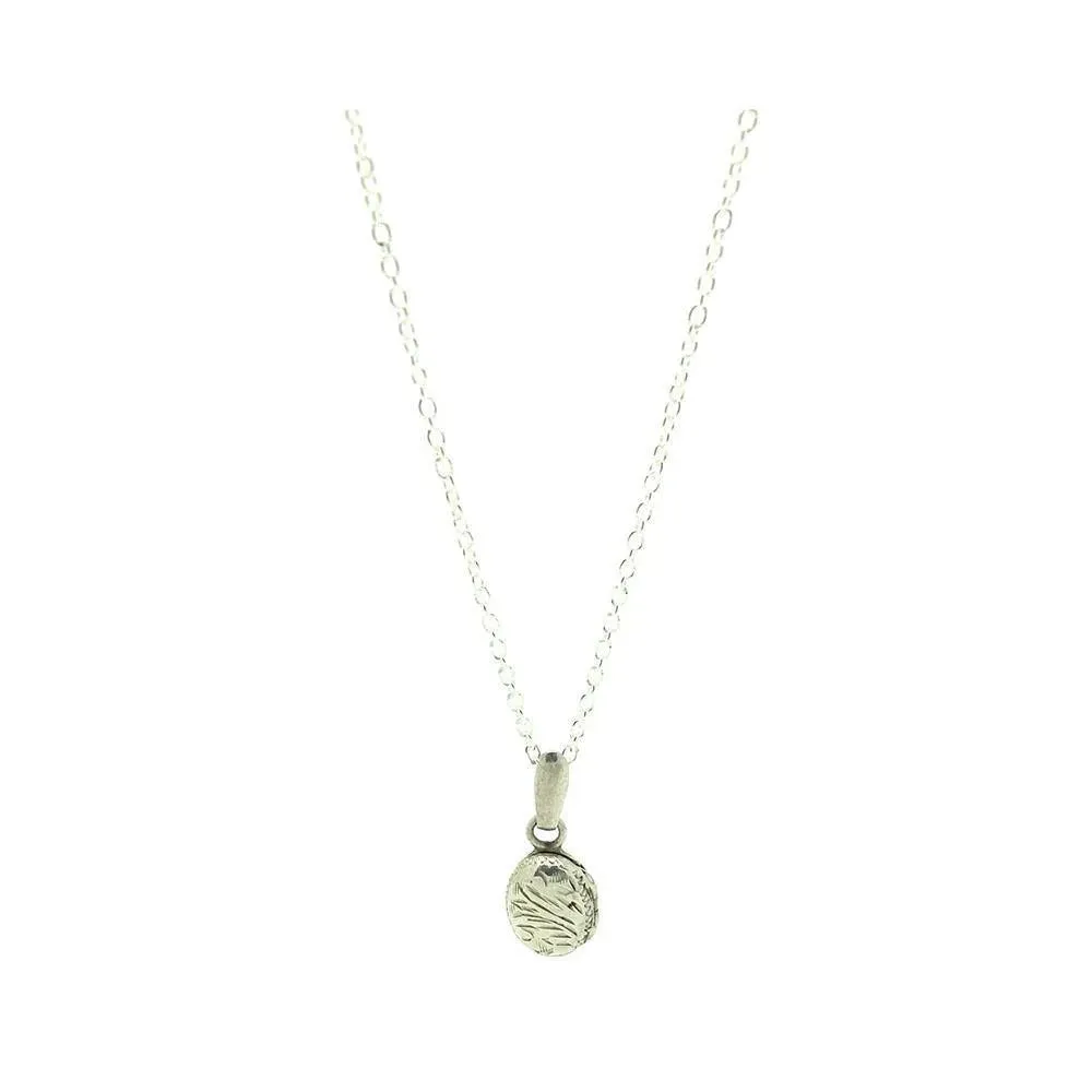 Vintage 1970s Mini Sterling Silver Locket Necklace