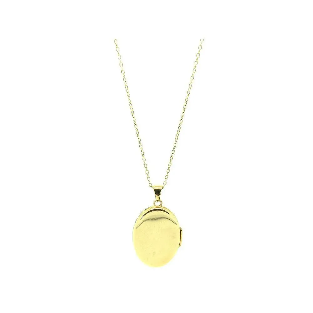 Vintage 1990s Oval 9ct Gold Locket Necklace