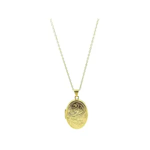 Vintage 1990s Oval 9ct Gold Locket Necklace