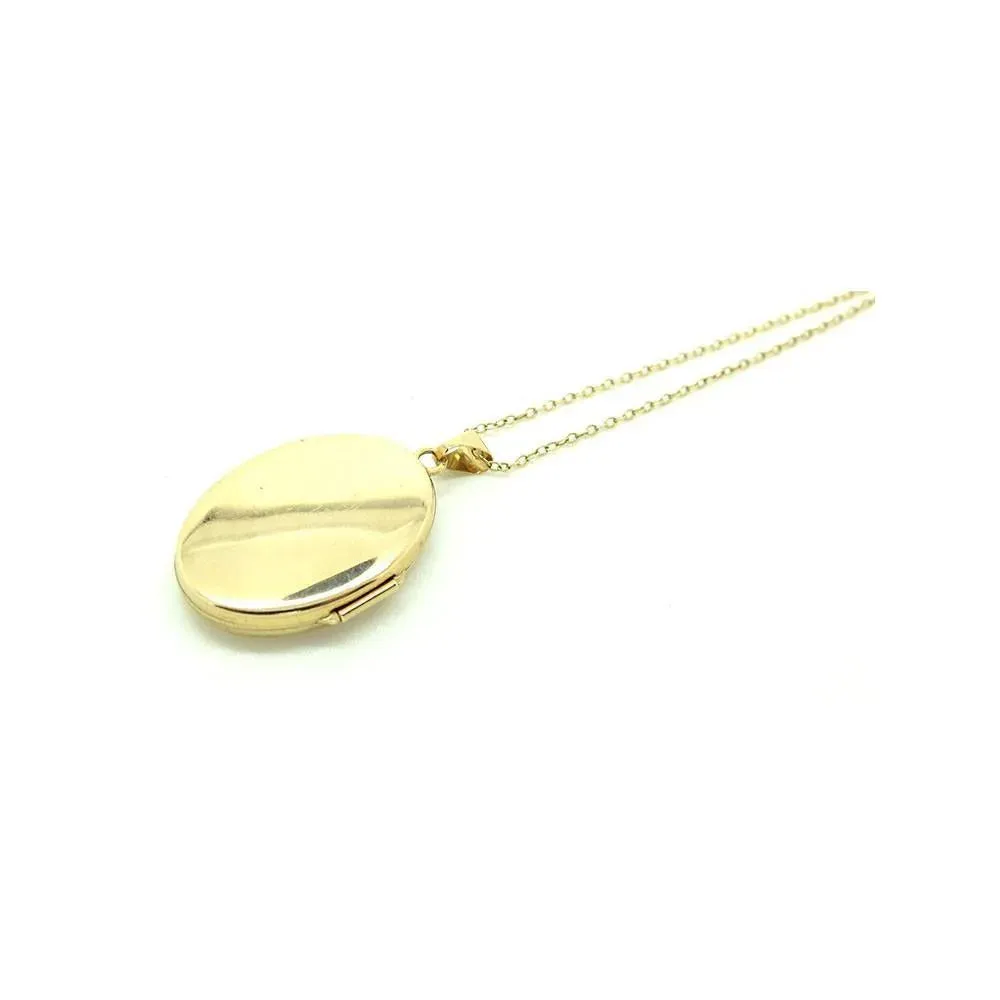 Vintage 1990s Oval 9ct Gold Locket Necklace