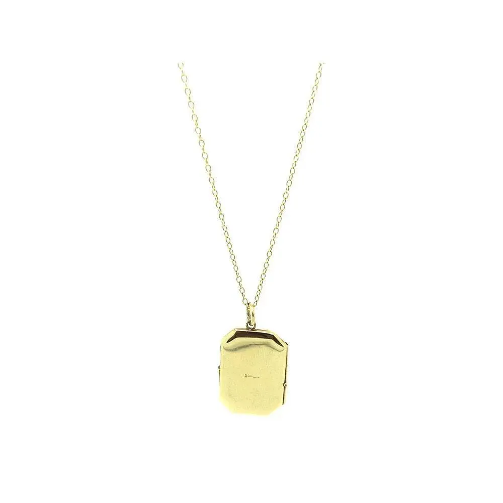 Vintage 1990s Rectangular 9ct Gold Locket Necklace