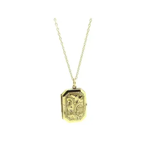 Vintage 1990s Rectangular 9ct Gold Locket Necklace