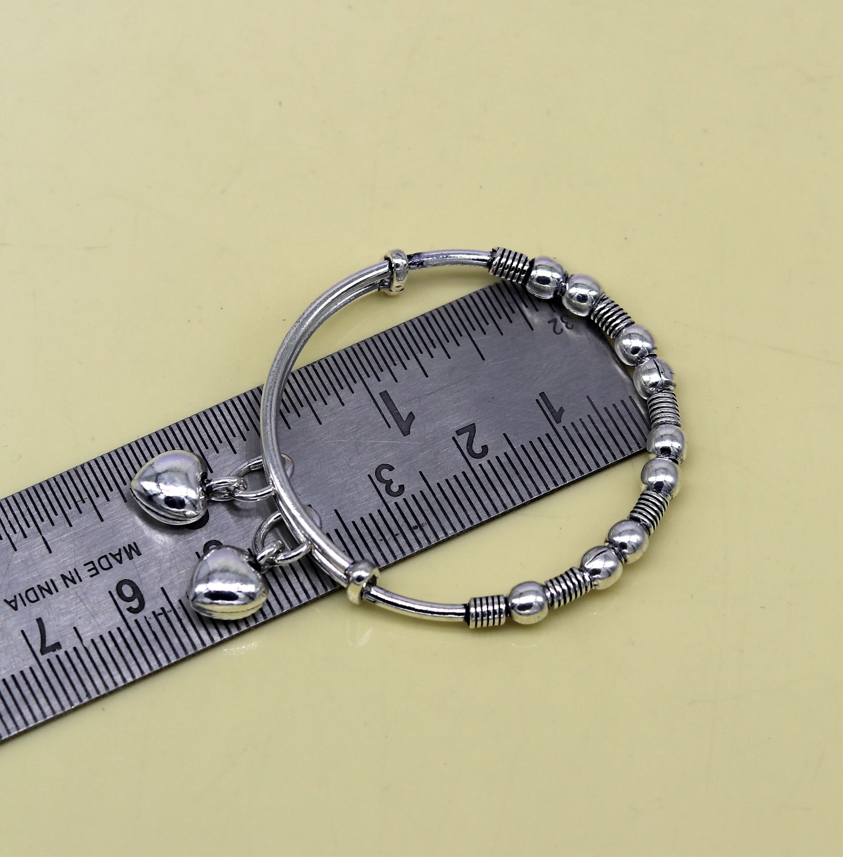 Vintage style oxidized 925 sterling silver exclusive adjustable baby bangle bracelet, charm bangle, tribal unisex kids jewelry  bbk83