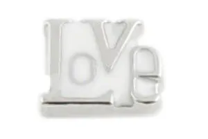 White Love Block Floating Charm