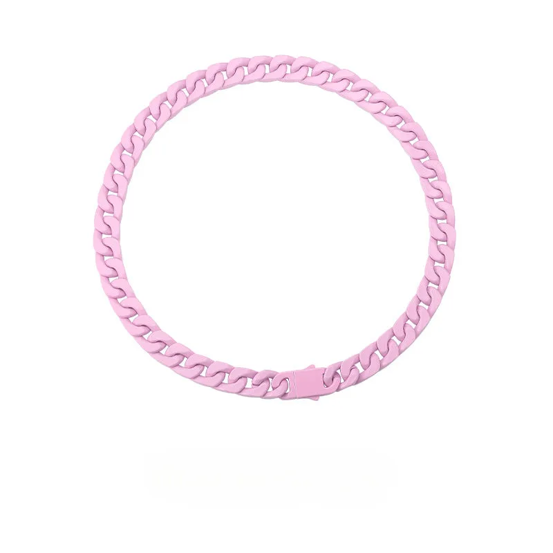 Wholesale 2pcs Bold Alloy Paint Cuban Necklace JDC-NE-XuanHao002