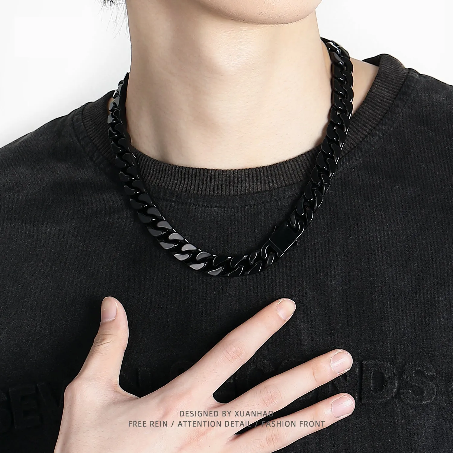 Wholesale 2pcs Bold Alloy Paint Cuban Necklace JDC-NE-XuanHao002