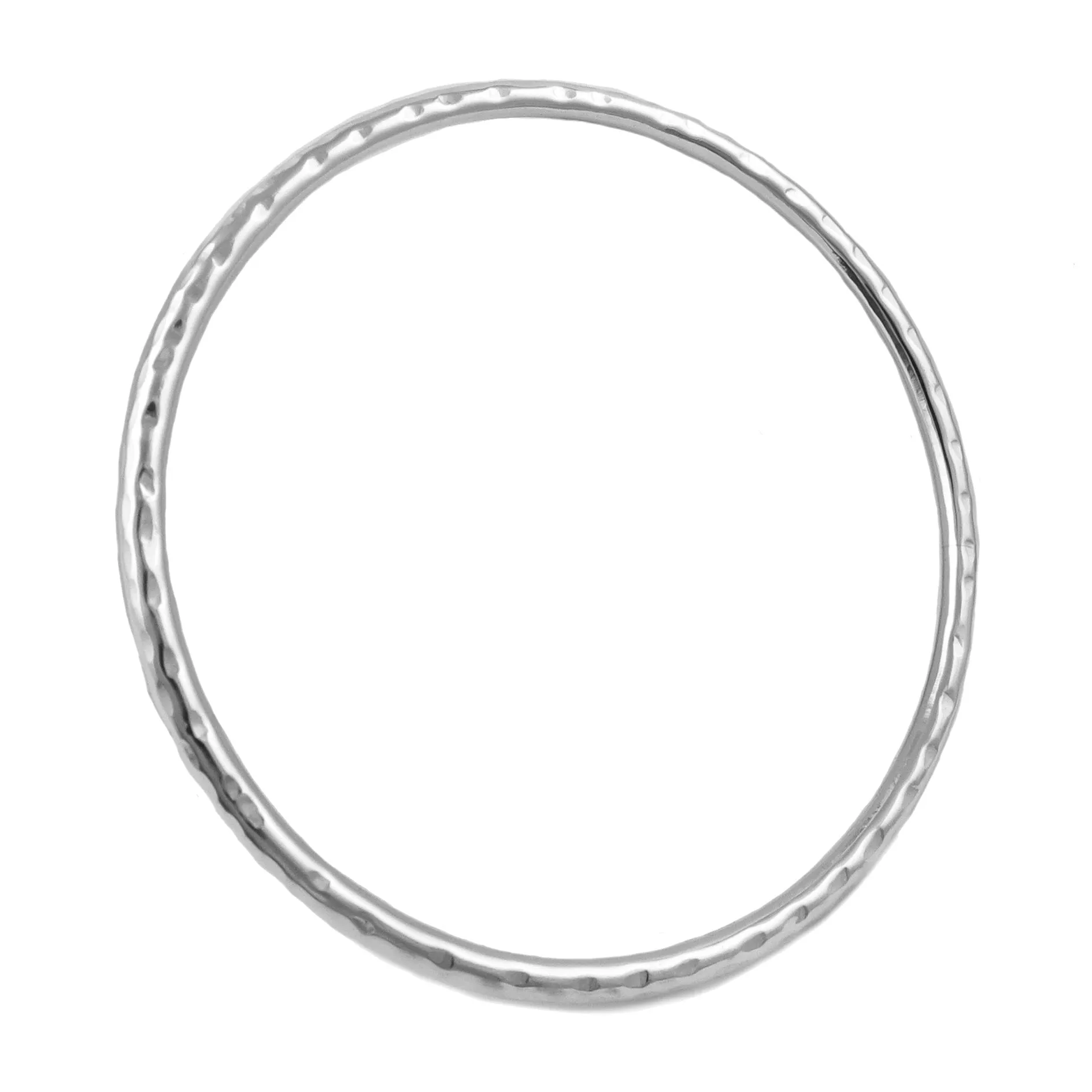 Womens Large 925 Hammered Sterling Silver Bangle